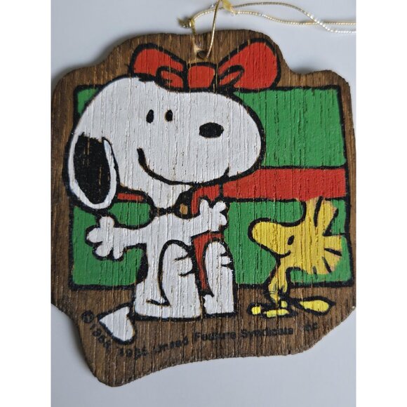 Snoopy and Woodstock Christmas Ornaments Vintage Set of 3 50s & 60s Wooden Retro - Picture 7 of 10
